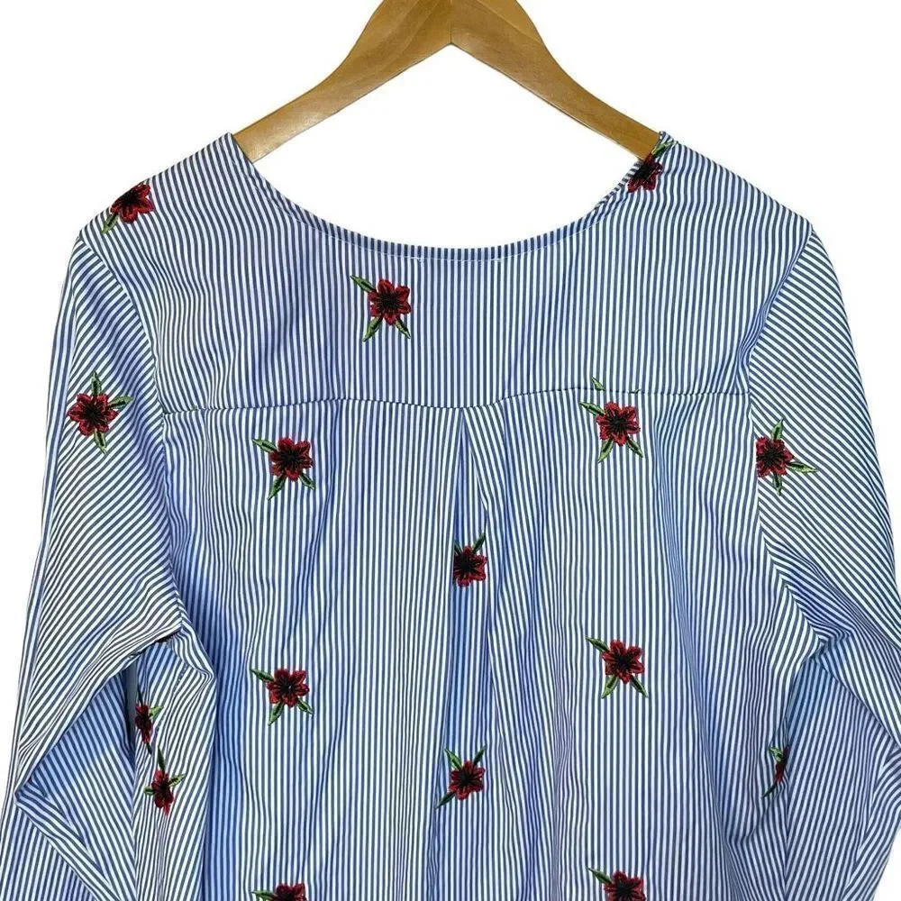 Striped Split Neck Top Made in Italy - Picture 7 of 8